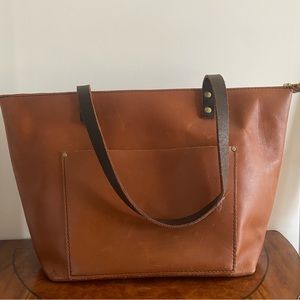 Portland leather large tote bag with zipper in Honey, 100% leather